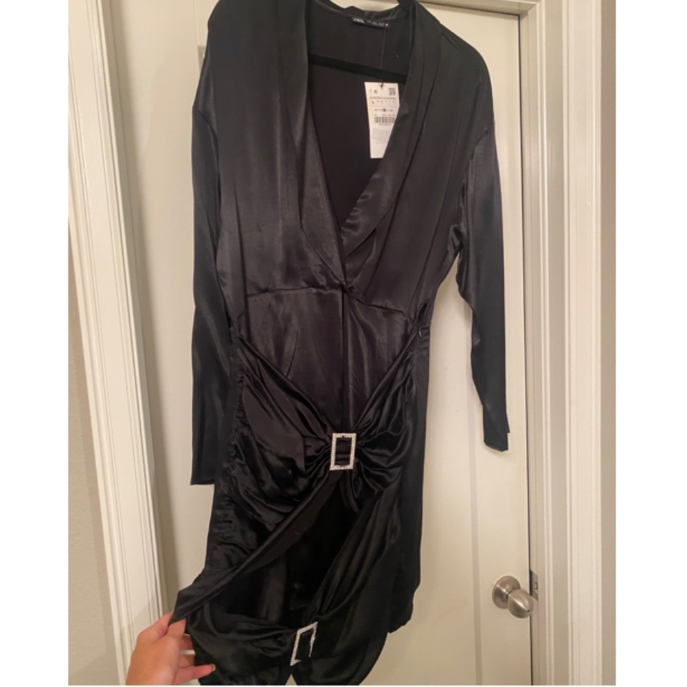 Zara silky diamond belt dress